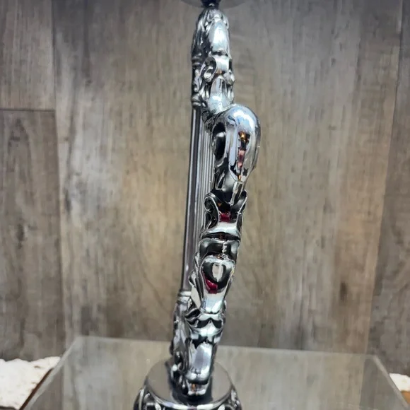 Vintage Beautiful Gothic Harp Candle Holder Silver Plate 11.5” - Picture 7 of 16